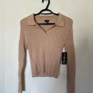 NWT Timing Beige Ribbed Knit Top Medium